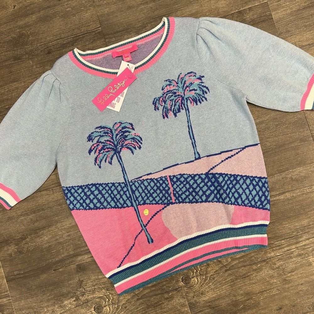 NWT Lilly Pulitzer Vivie Short Sleeve Perfect Match Sweater Size Medium $148 (77